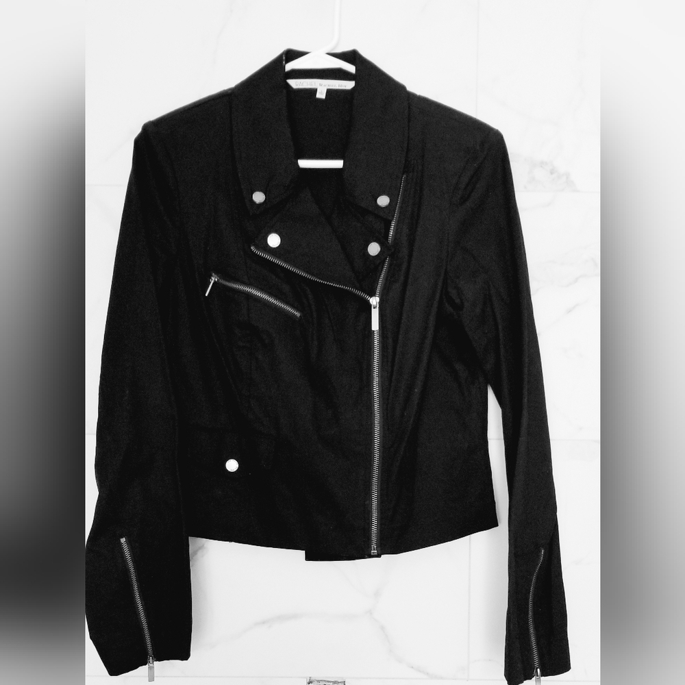 Black Jacket, Large (but fits like a medium) sits at hips.